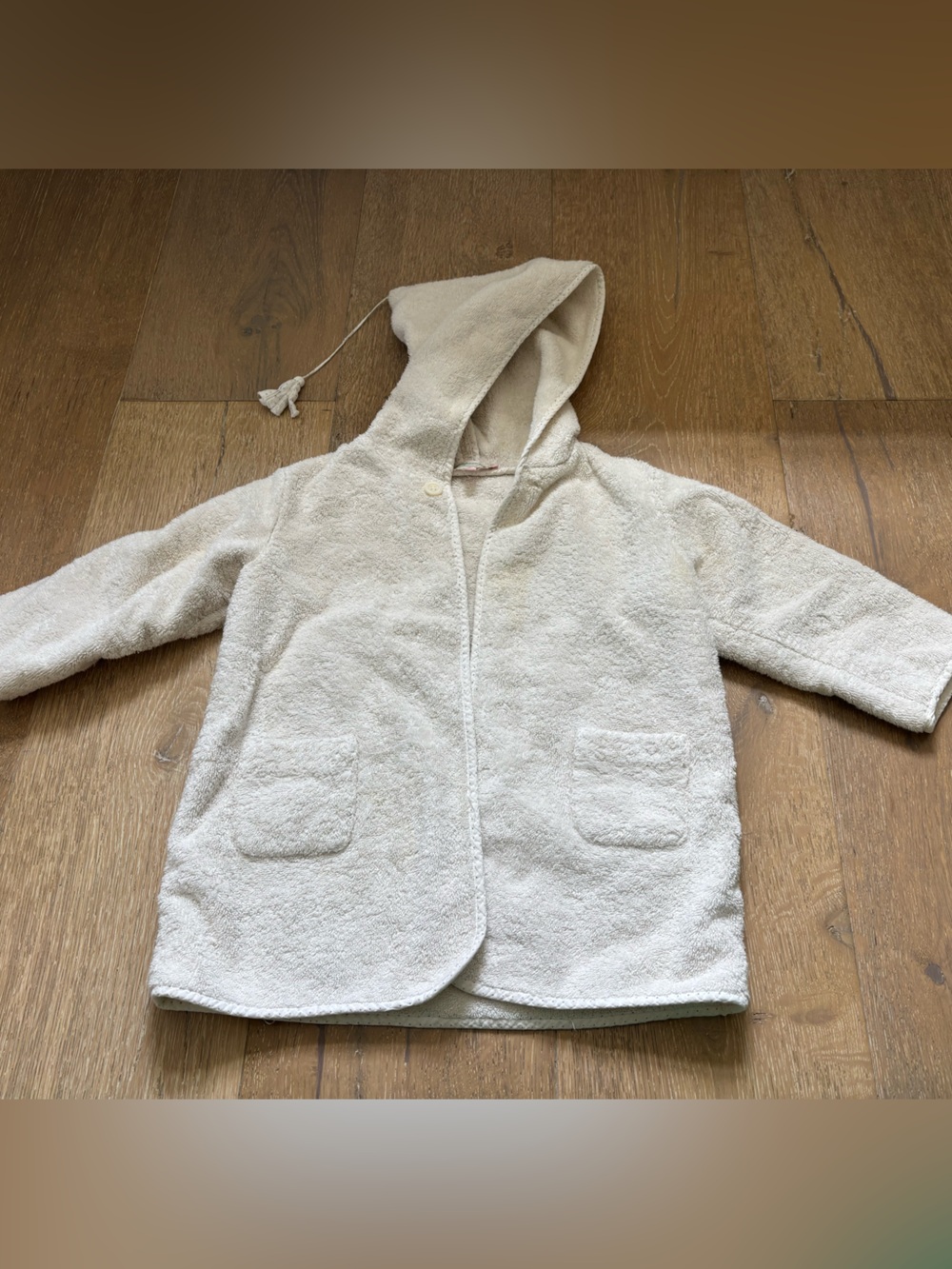 Bonpoint Kids Hooded Terry robe in Cream 2